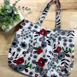 [L尺寸] Tsubaki and various flowers cotton linen granny bag unblea 第1張的照片