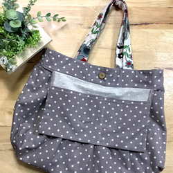 [L尺寸] Tsubaki and various flowers cotton linen granny bag unblea 第4張的照片