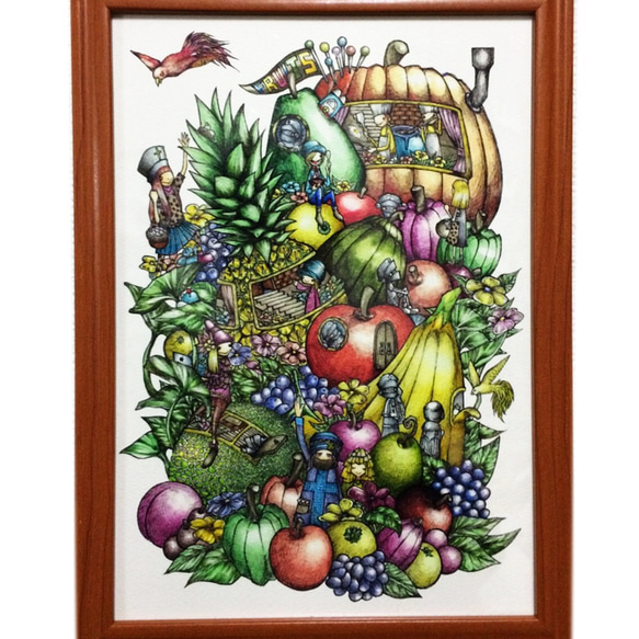 《FRUITS ARTWORK》※複製画※額縁付き※ 2枚目の画像