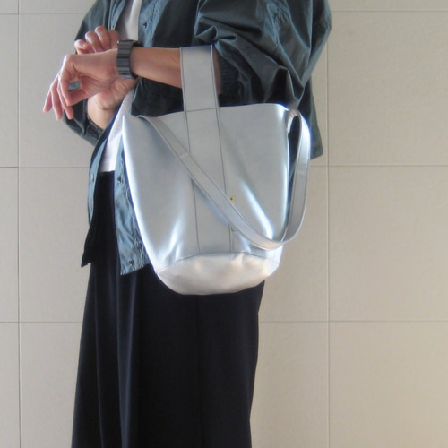 即納】バケット クロームグレイ 本革製 バケツ型バッグ バケツバッグ