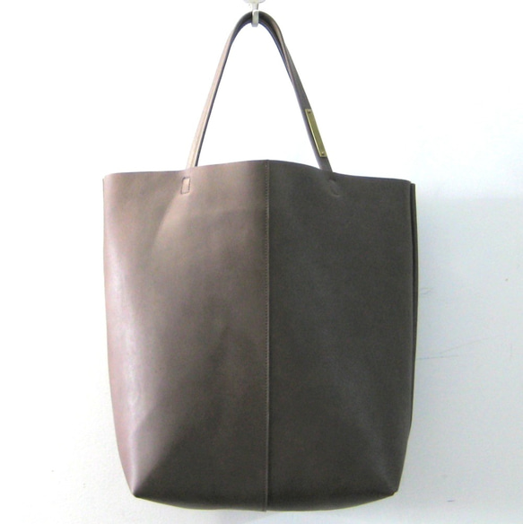 OTONA eco-bag MLサイズ ブラックベリー　本革製　トートバッグ 1枚目の画像