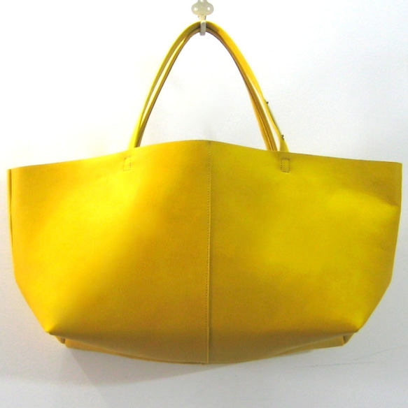 OTONA eco-bag Lサイズ カラシ　本革製  トートバッグ 1枚目の画像