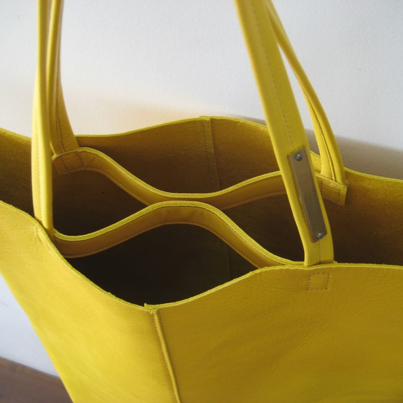 OTONA eco-bag MLサイズ カラシ　本革製　トートバッグ 3枚目の画像