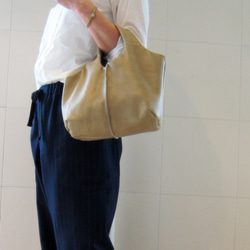 RDリバーシブルミニ ピンクゴールド+クロームグレイ　本革製　リバーシブルバッグ 10枚目の画像