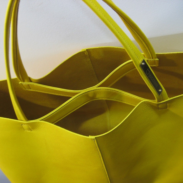 OTONA eco-bag Mサイズ カラシ　本革製　トートバッグ 3枚目の画像