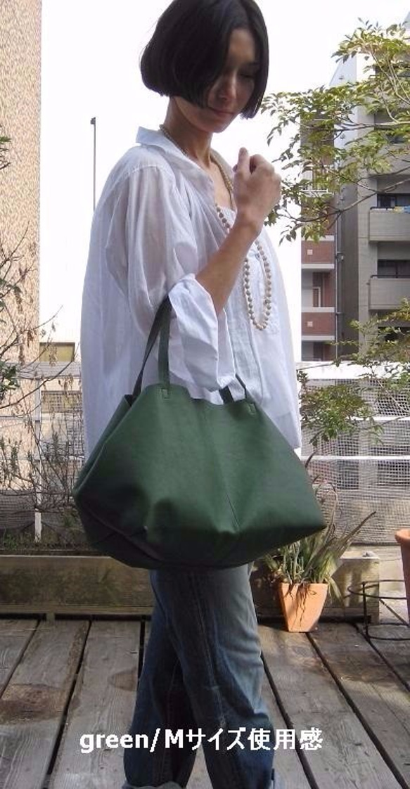 OTONA eco-bag Mサイズ カラシ　本革製　トートバッグ 7枚目の画像