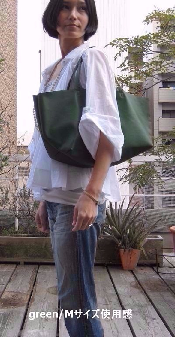 OTONA eco-bag Mサイズ シルバー　本革製  トートバッグ 8枚目の画像