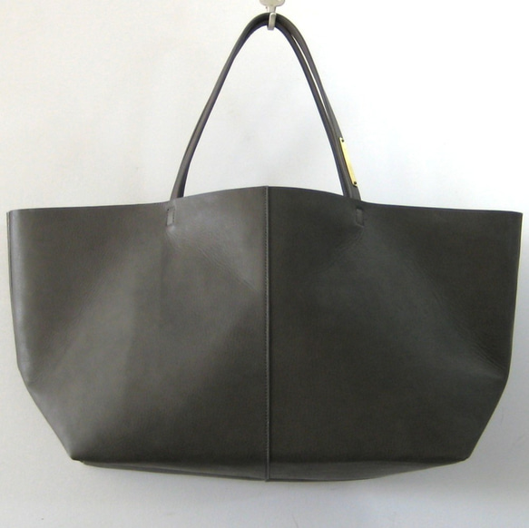OTONA eco-bag Mサイズ クロームグレイ　本革製  トートバッグ 1枚目の画像