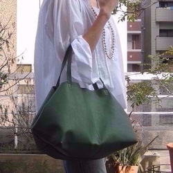 OTONA eco-bag Mサイズ クロームグレイ　本革製  トートバッグ 5枚目の画像