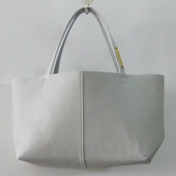 OTONA eco-bag Sサイズ ホワイト　本革製  トートバッグ 2枚目の画像