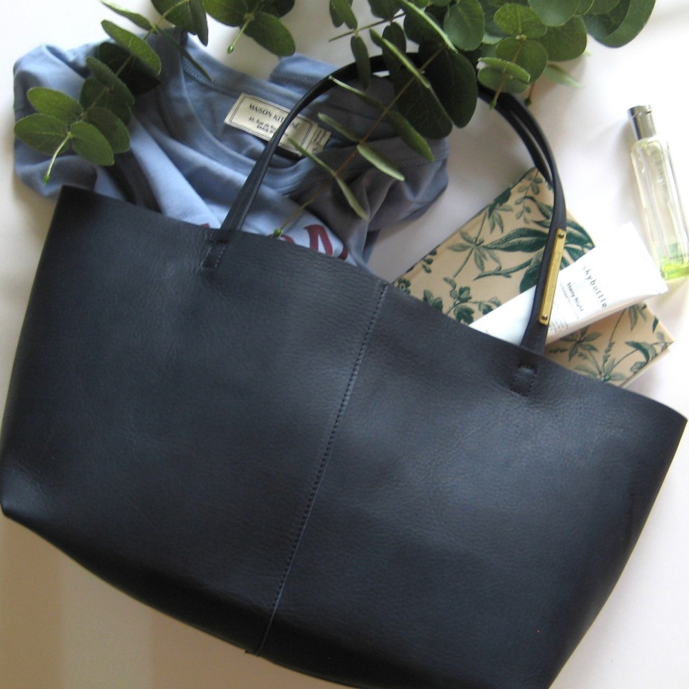 OTONA eco-bag Sサイズ ネイビー　本革製  トートバッグ