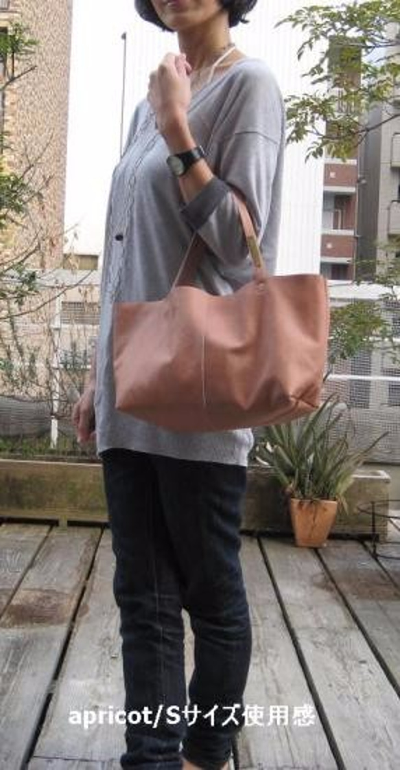 OTONA eco-bag Sサイズ ブルー　本革製  トートバッグ 6枚目の画像