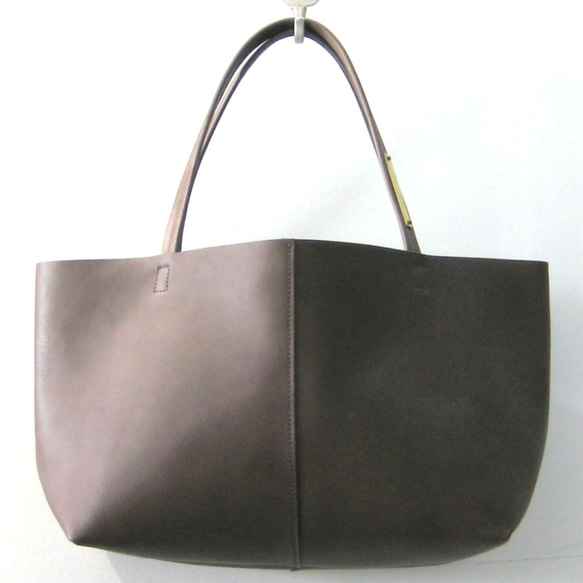 OTONA eco-bag Sサイズ ブラックベリー　本革製  トートバッグ 1枚目の画像