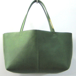 OTONA eco-bag Sサイズ グリーン　本革製  トートバッグ 1枚目の画像
