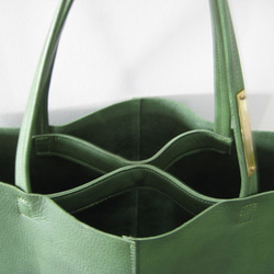 OTONA eco-bag Sサイズ グリーン　本革製  トートバッグ 2枚目の画像