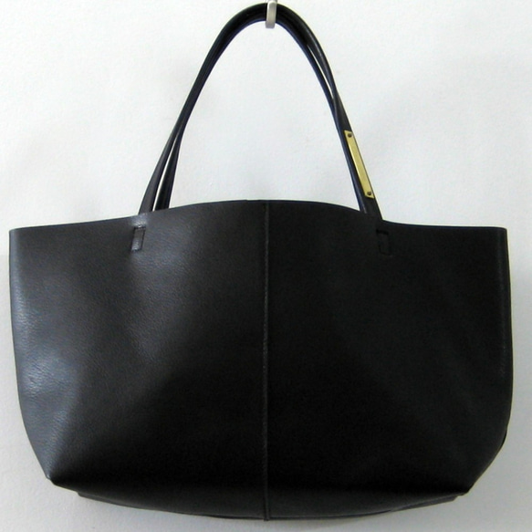 OTONA eco-bag Sサイズ ブラック　本革製  トートバッグ 1枚目の画像