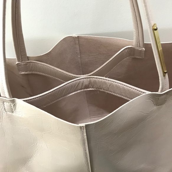 OTONA eco-bag Mサイズ ピンクゴールド　本革製  トートバッグ 2枚目の画像