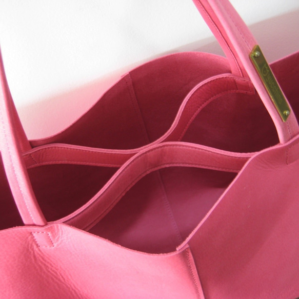 OTONA eco-bag Sサイズ rosepink　本革製  トートバッグ 2枚目の画像