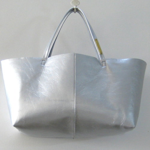 OTONA eco-bag Lサイズ シルバー 本革製 トートバッグ トートバッグ