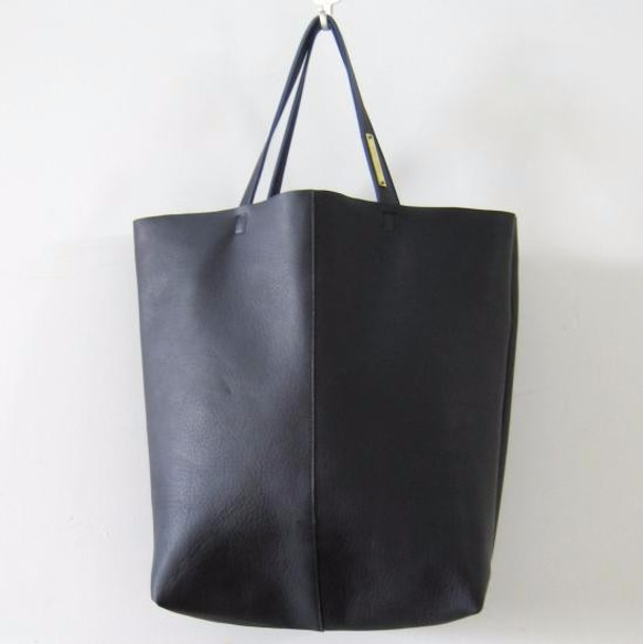 OTONA eco-bag MLサイズ ネイビー　本革製  トートバッグ 1枚目の画像