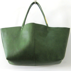 OTONA eco-bag Mサイズ グリーン　本革製  トートバッグ 2枚目の画像