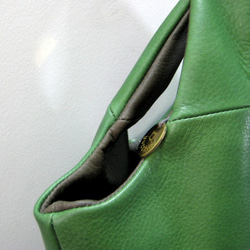 RDリバーシブルミニ グリーン+クロームグレイ　本革製　リバーシブルバッグ 4枚目の画像