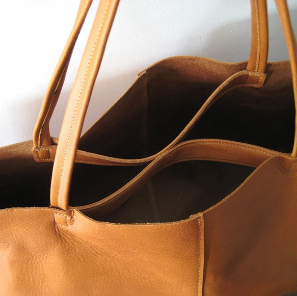 OTONA eco-bag Mサイズ キャラメルブラウン　本革製　トートバッグ 3枚目の画像