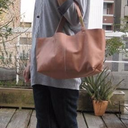 OTONA eco-bag Sサイズ キャラメルブラウン　本革製  トートバッグ 5枚目の画像