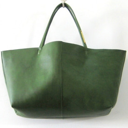OTONA eco-bag Lサイズ グリーン　本革製  トートバッグ 1枚目の画像