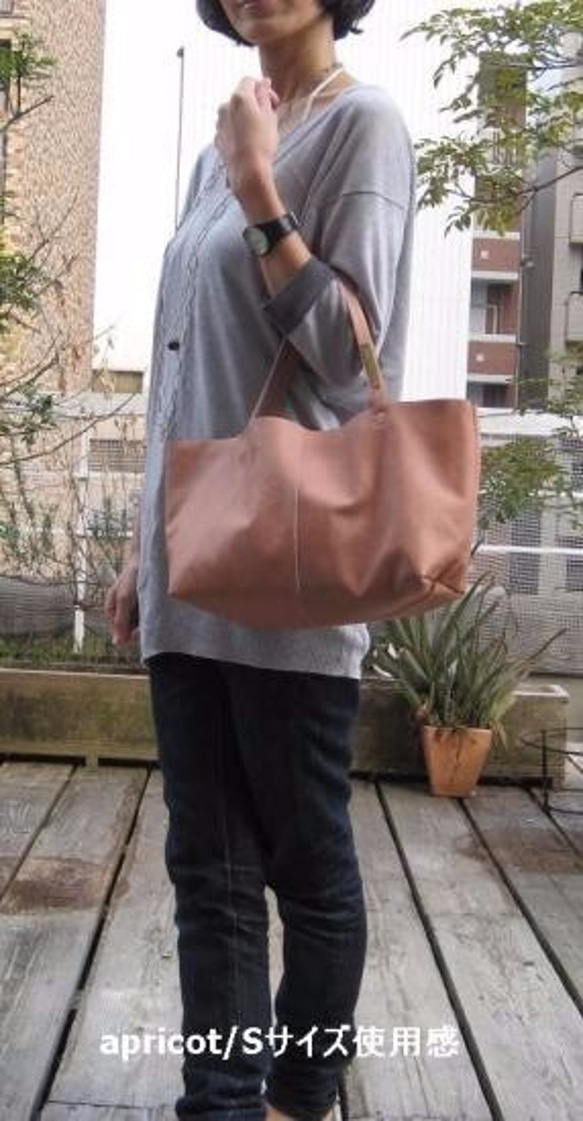 OTONA eco-bag Sサイズ プラチナゴールド　本革製  トートバッグ 5枚目の画像