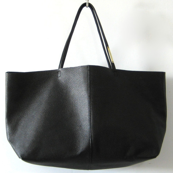 OTONA eco-bag Lサイズ ブラック　本革製  トートバッグ 1枚目の画像