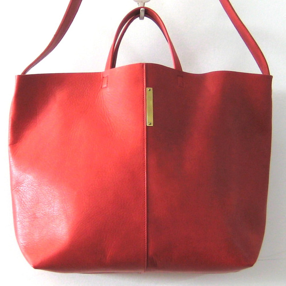 SHOULDER_small red　本革製　2WAYショルダーバッグ 1枚目の画像