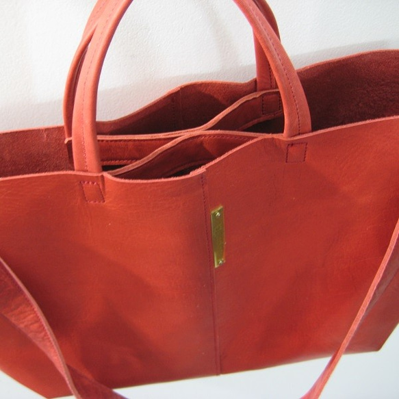 SHOULDER_small red　本革製　2WAYショルダーバッグ 2枚目の画像