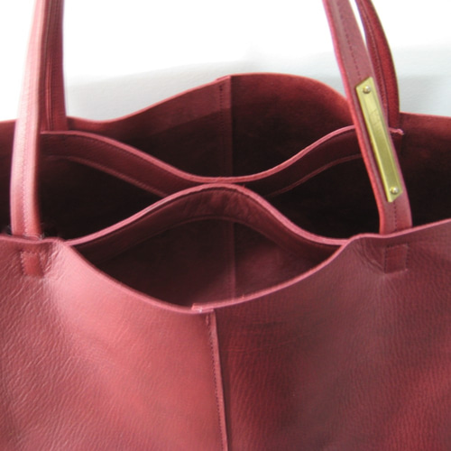 OTONA eco-bag Lサイズ ボルドー 本革製 トートバッグ トートバッグ