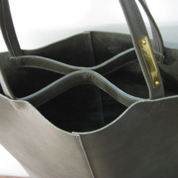 OTONA eco-bag MLサイズ クロームグレイ　本革製　トートバッグ 4枚目の画像