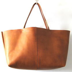 OTONA eco-bag Lサイズ キャラメルブラウン　本革製  トートバッグ 1枚目の画像