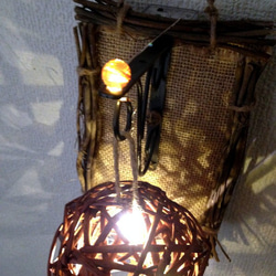 アンティークスタイル★バンブーボールとLEDライトの壁飾りインテリア照明 3枚目の画像