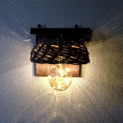 バンブーカゴバルブボトルLEDライトのウッド壁飾りインテリア照明◆サビ加工鉄板風 9枚目の画像