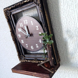 取り外せる2wayデザイン■アンティーク風 壁掛け＆置き型 時計■ウッド小物置き付き 2枚目の画像