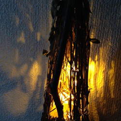 アンティーク風★藁 ストロー素材のフェイクグリーン壁飾りLEDライト 4枚目の画像