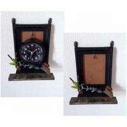 クールテイスト■取り外せる時計■バックフェイクレザー 小物置きつき 壁掛け＆置き時計 1枚目の画像