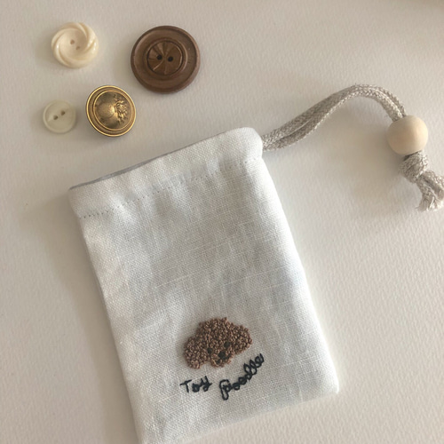 犬と猫の刺繍ミニ巾着【うちの子オーダー】 巾着袋 leparc 通販
