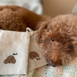 大人の刺繍ミニ巾着【犬】 10枚目の画像