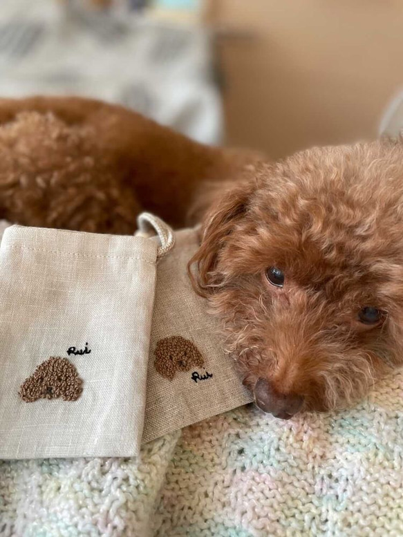 大人の刺繍ミニ巾着【犬】 10枚目の画像