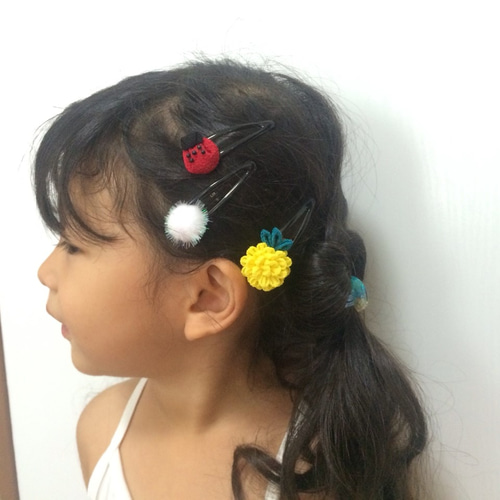 たんぽぽ〉つまみ細工 ヘアクリップ 3点set かんざし 愛華-aika