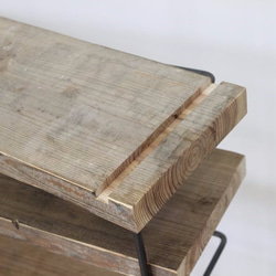【ミフネ様オーダー】天然杉・古材板とアイアンフレームのアンティーク調シェルフ その① 8枚目の画像
