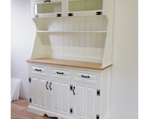 サイズデザインオーダー可6段カップボードW64シャビーナチュラルホワイト受注製作 サイズ、デザインオーダー可！6段カップボードW64シャビーホワイト