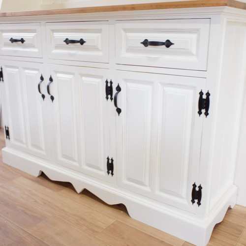 サイズデザインオーダー可6段カップボードW64シャビーナチュラルホワイト受注製作 サイズ、デザインオーダー可！6段カップボードW64シャビーホワイト