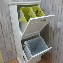 2週間程度で発送可】分別用ダストボックス 二段タイプ ミルキー