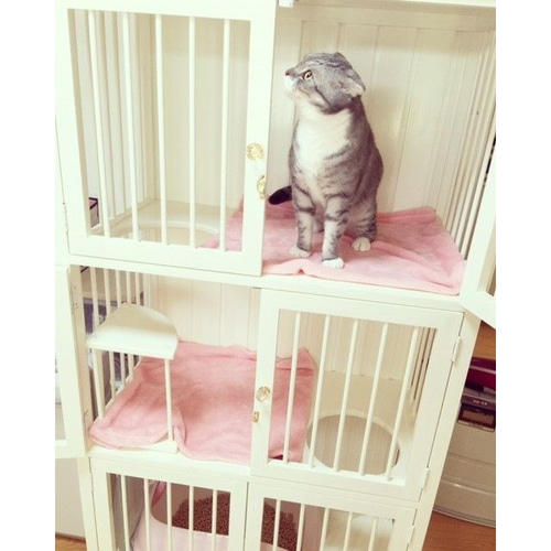 猫ちゃん用 3階建てケージ ミルキーホワイト その他家具